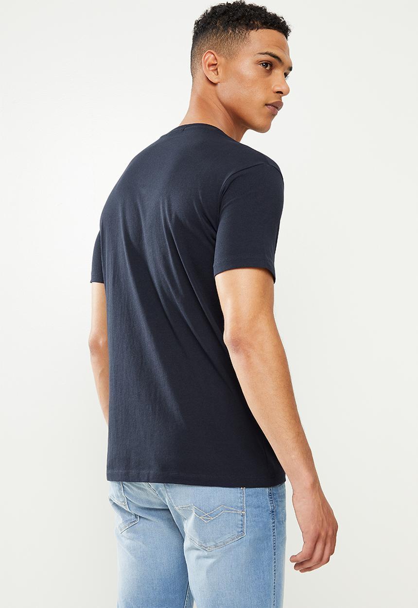 Replay - Left arm patch v-neck tee - navy