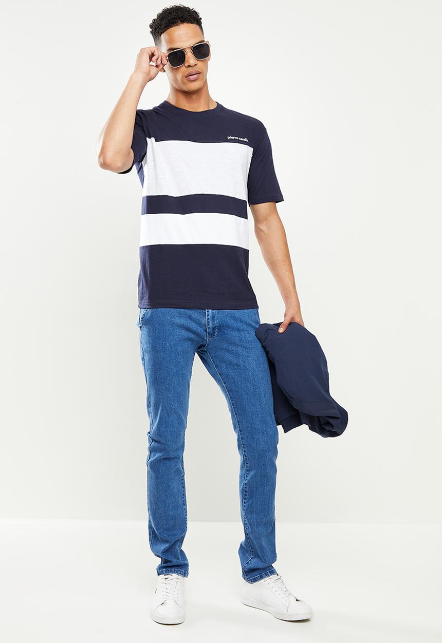 Pierre Cardin - Cut & sew large col block - navy