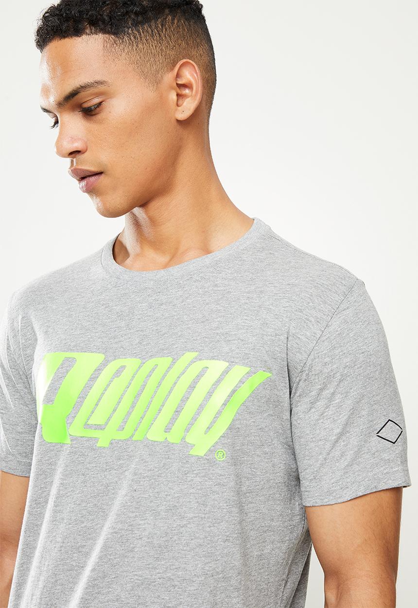 Replay - Replay large print tee - grey melange
