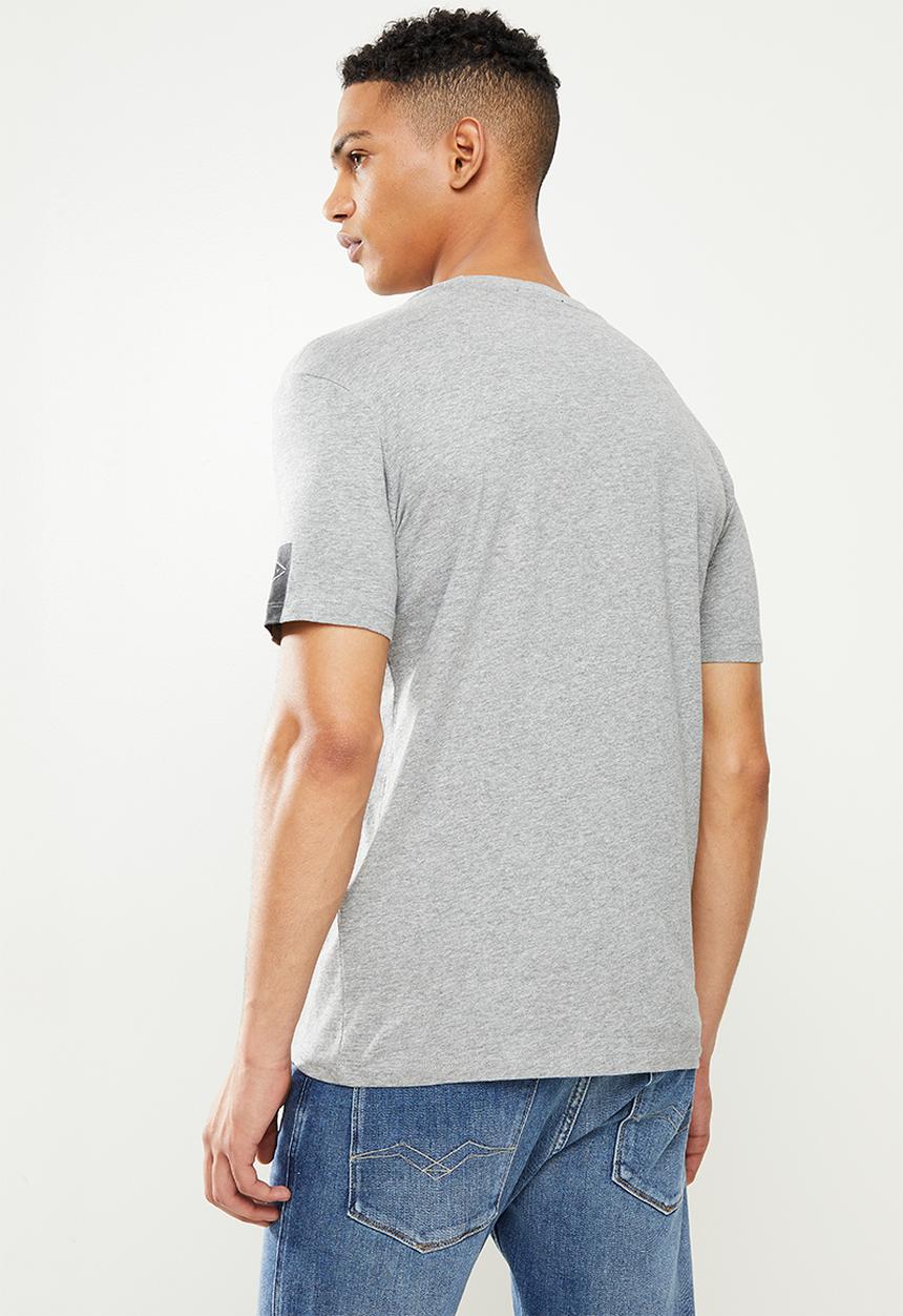 Replay - Left arm patch tee - grey melange