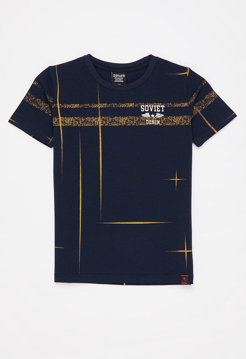 SOVIET - B fares fashion tee - navy & orange 