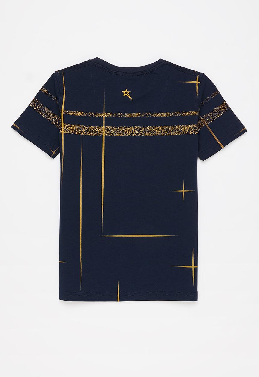 SOVIET - B fares fashion tee - navy & orange 