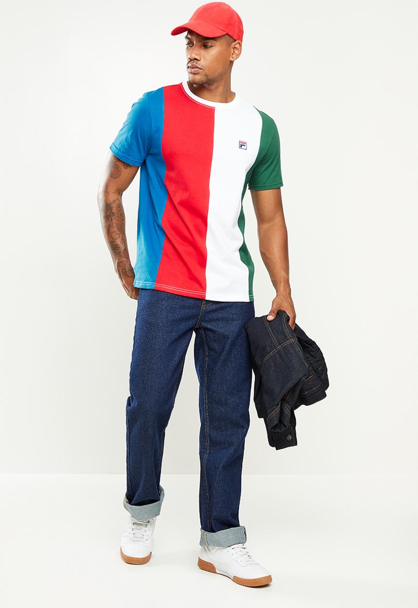 FILA - Fano short sleeve tee - blue infite/chinese red/white/forest green