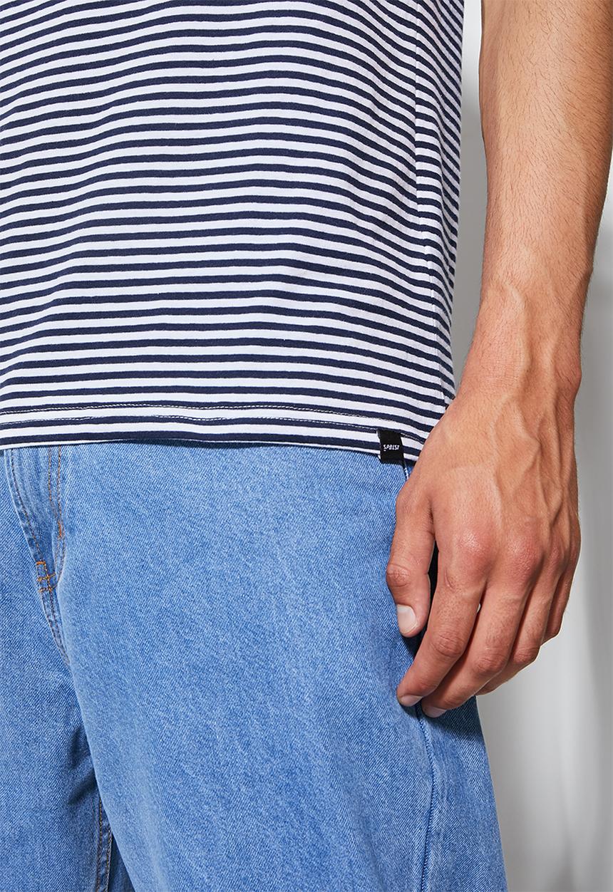 Superbalist - Nate short sleeve nautical stripe tee - navy & white 