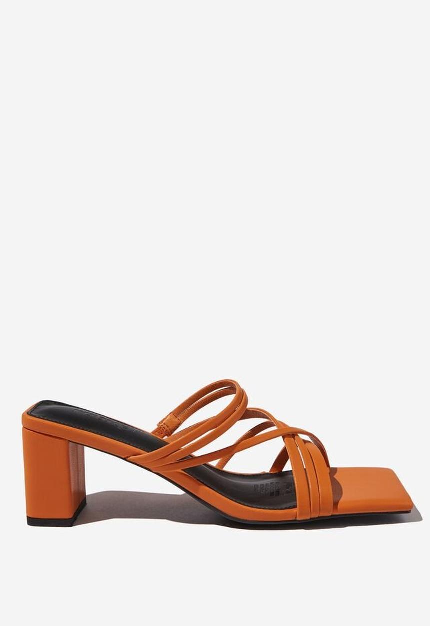 Cotton On - Elle strappy low block heel - orange pu