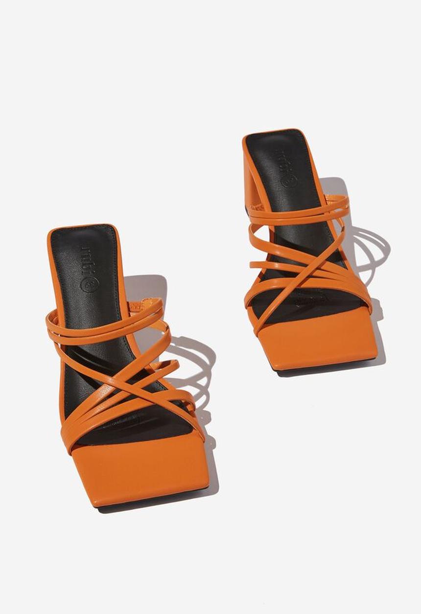 Cotton On - Elle strappy low block heel - orange pu