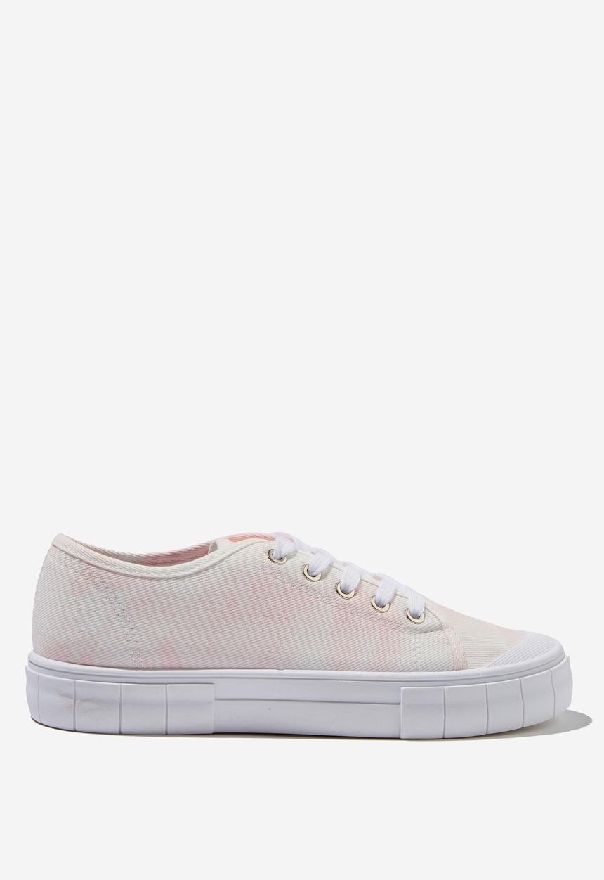 Cotton On - Peggy lace up plimsoll - pink tie dye