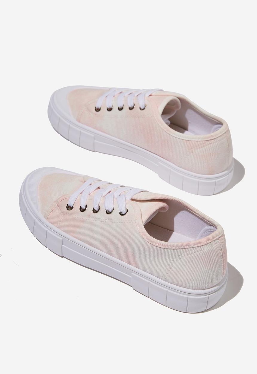 Cotton On - Peggy lace up plimsoll - pink tie dye