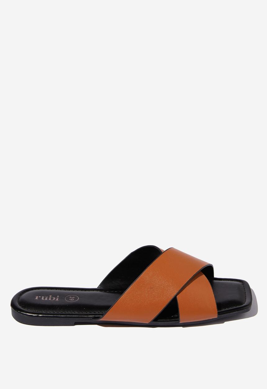 Cotton On - Everyday sophie xover slide - tan inked pu