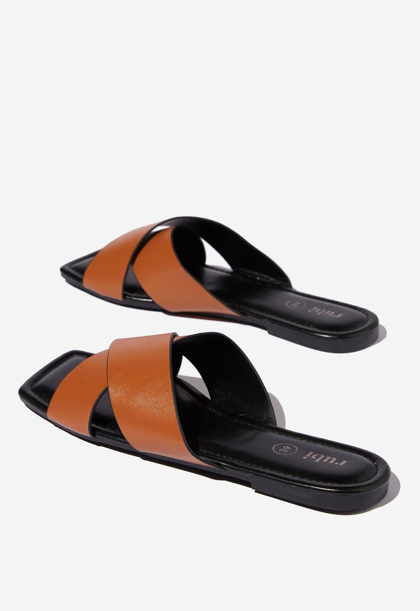 Cotton On - Everyday sophie xover slide - tan inked pu