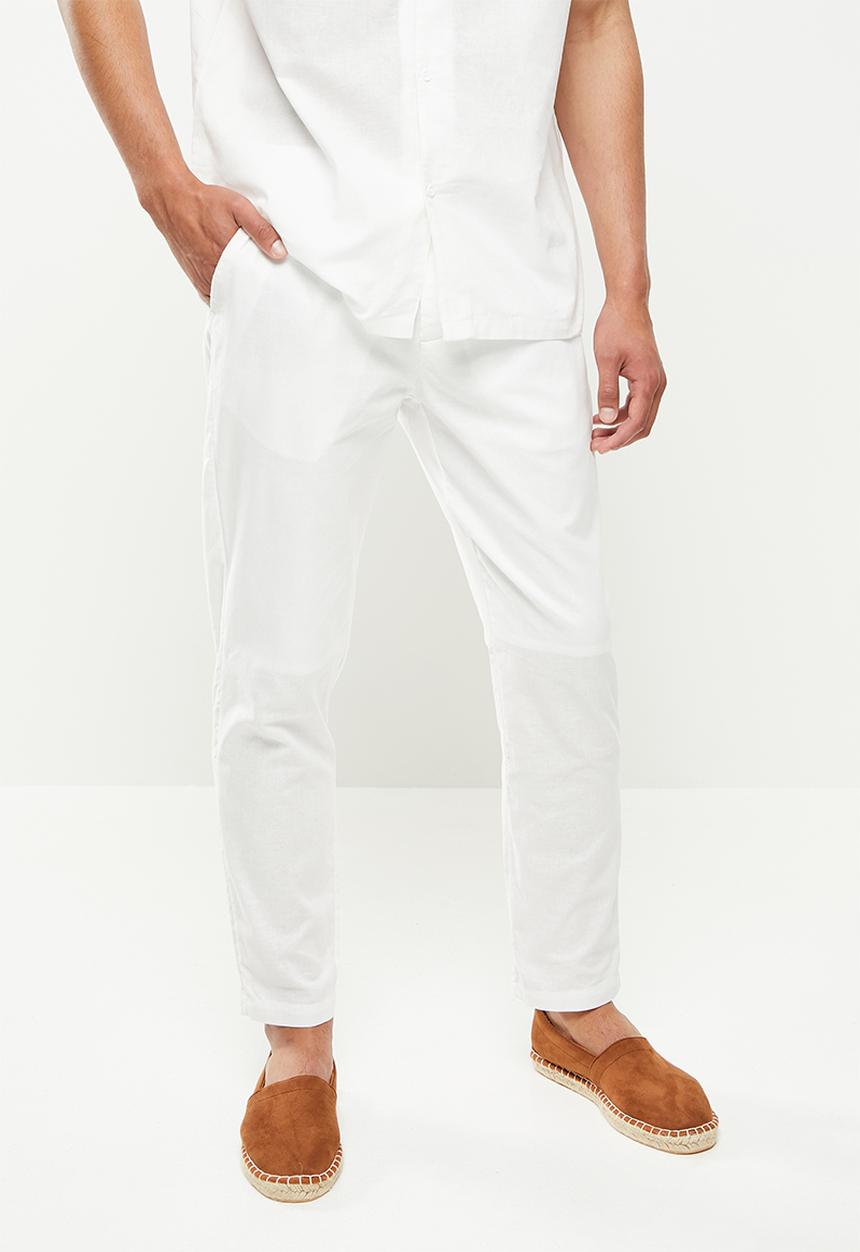 Jonathan D - Pablo relaxed fit linen trousers - white