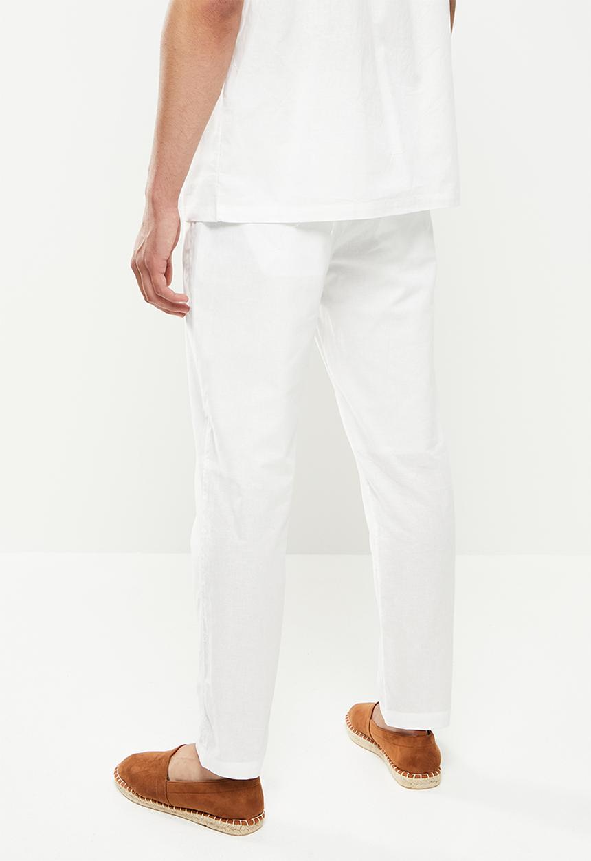 Jonathan D - Pablo relaxed fit linen trousers - white