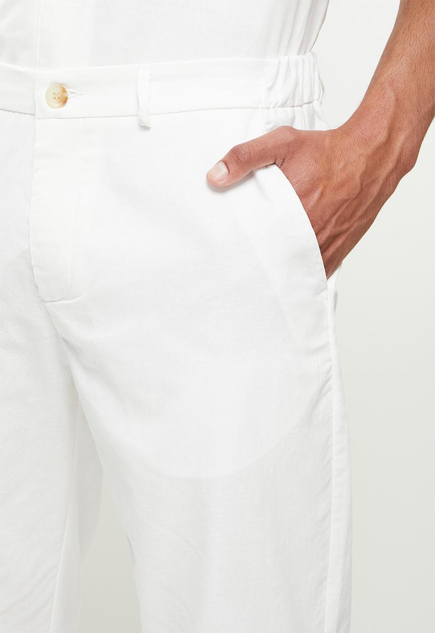 Jonathan D - Pablo relaxed fit linen trousers - white