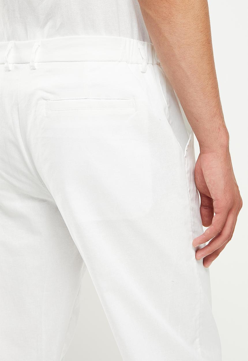Jonathan D - Pablo relaxed fit linen trousers - white