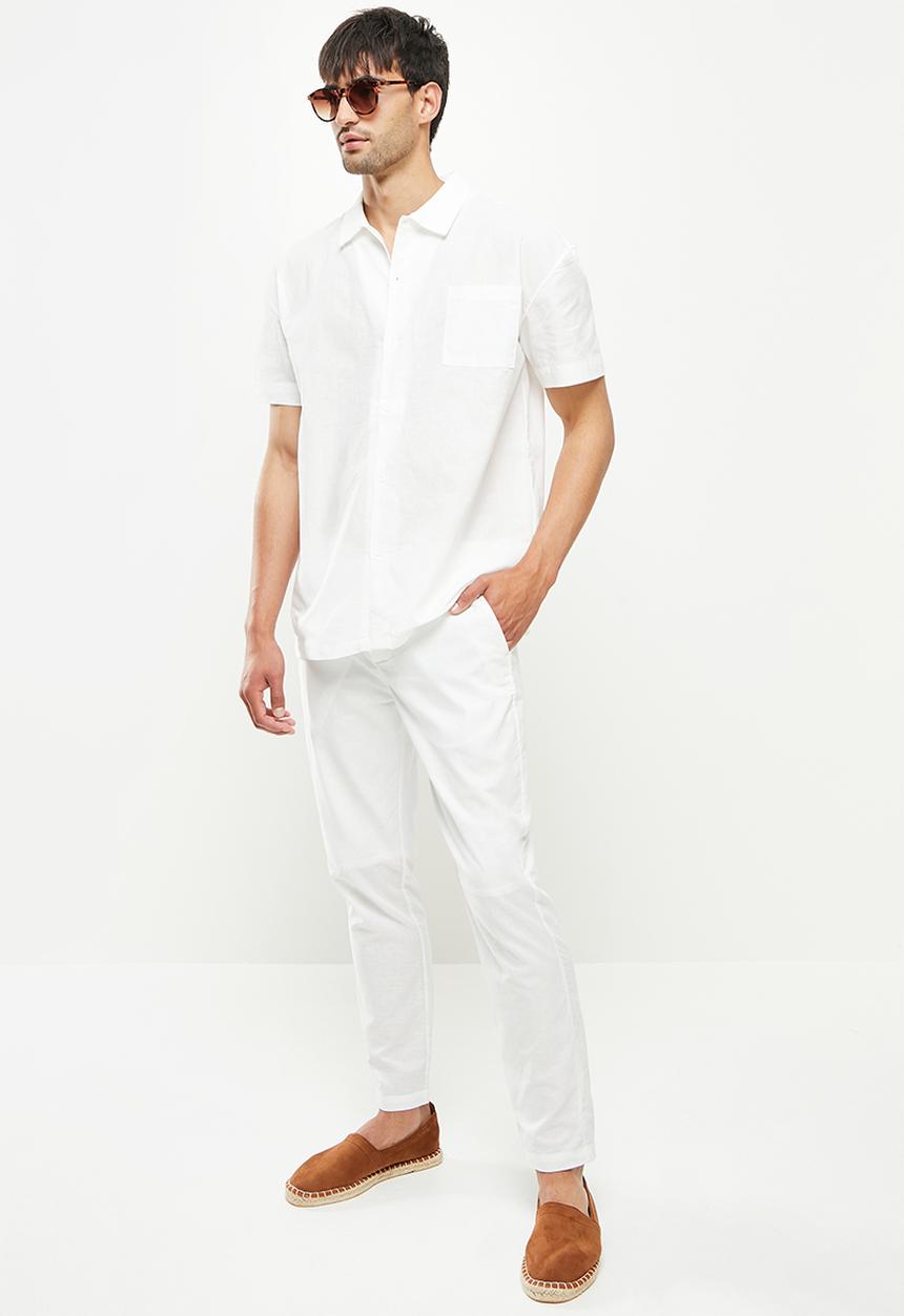 Jonathan D - Pablo relaxed fit linen trousers - white