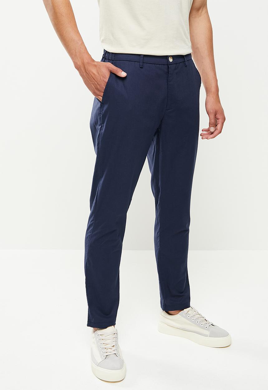Jonathan D - Pablo relaxed fit linen trousers - navy
