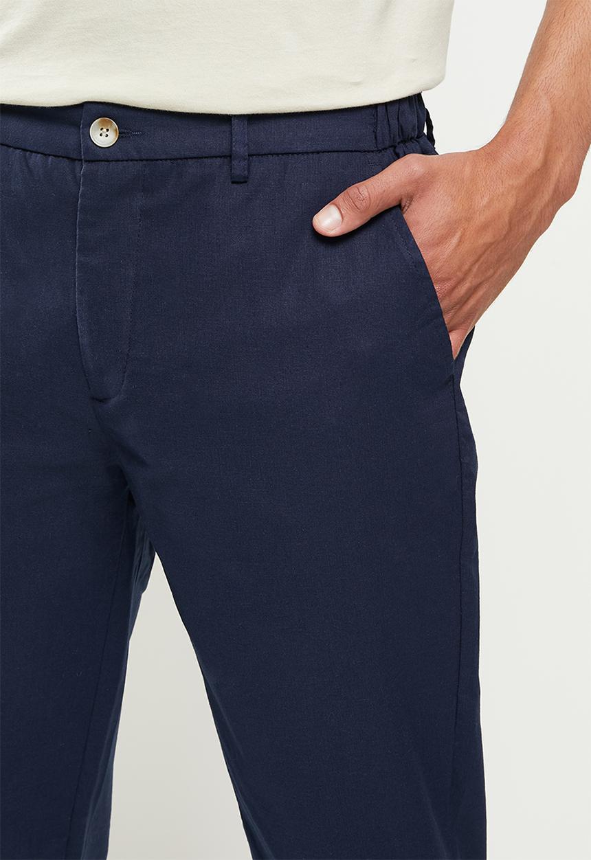 Jonathan D - Pablo relaxed fit linen trousers - navy