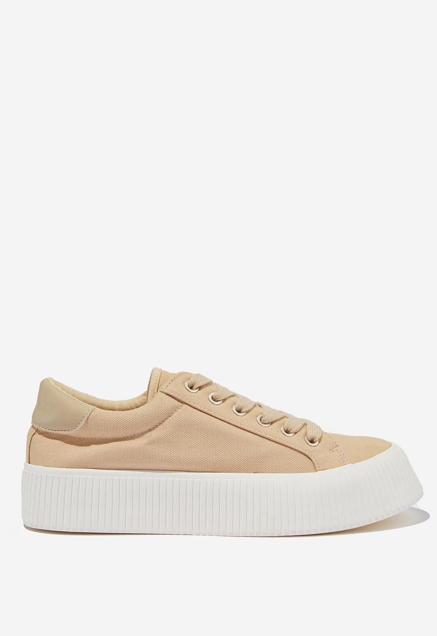 Cotton On - Whitney rib platform sneaker - taupe