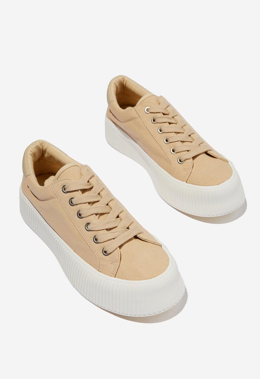 Cotton On - Whitney rib platform sneaker - taupe