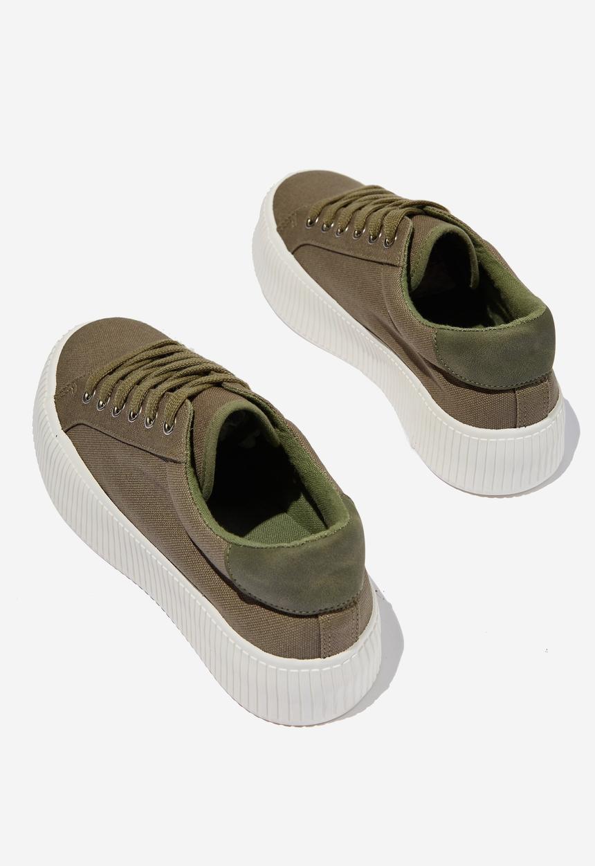Cotton On - Whitney rib platform sneaker - khaki