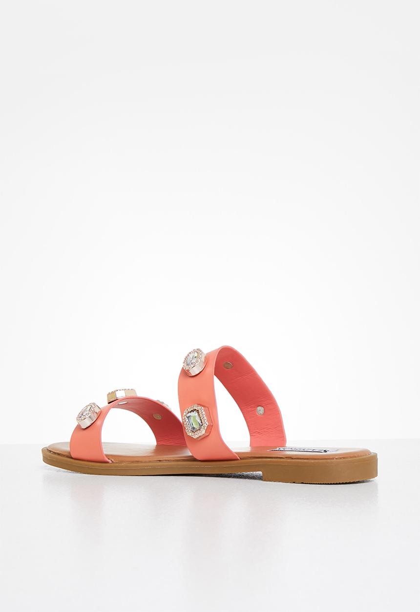 Madison® - Maggie double strap jewelled sandal - coral