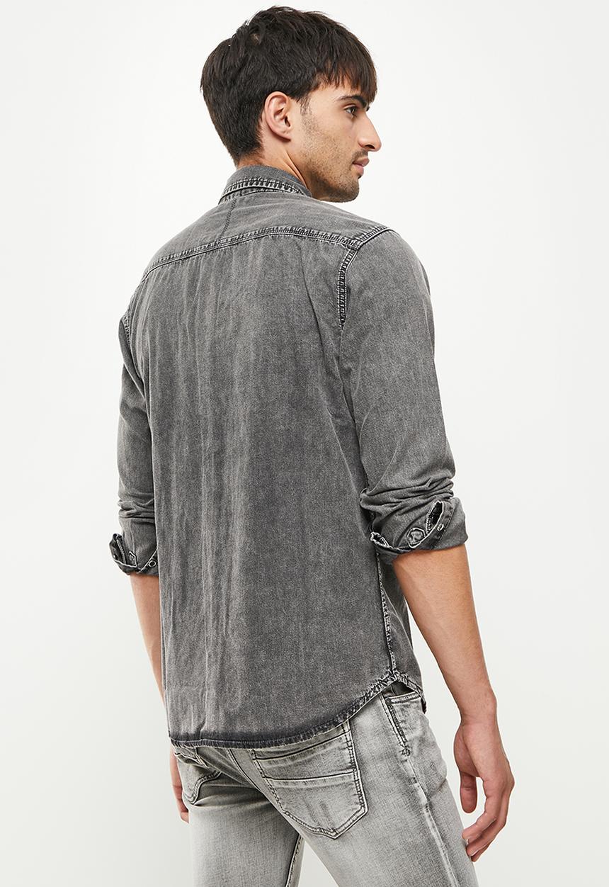 Only & Sons - Matter denim shirt - black