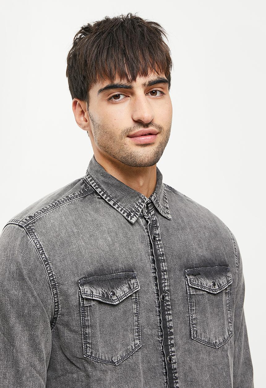 Only & Sons - Matter denim shirt - black