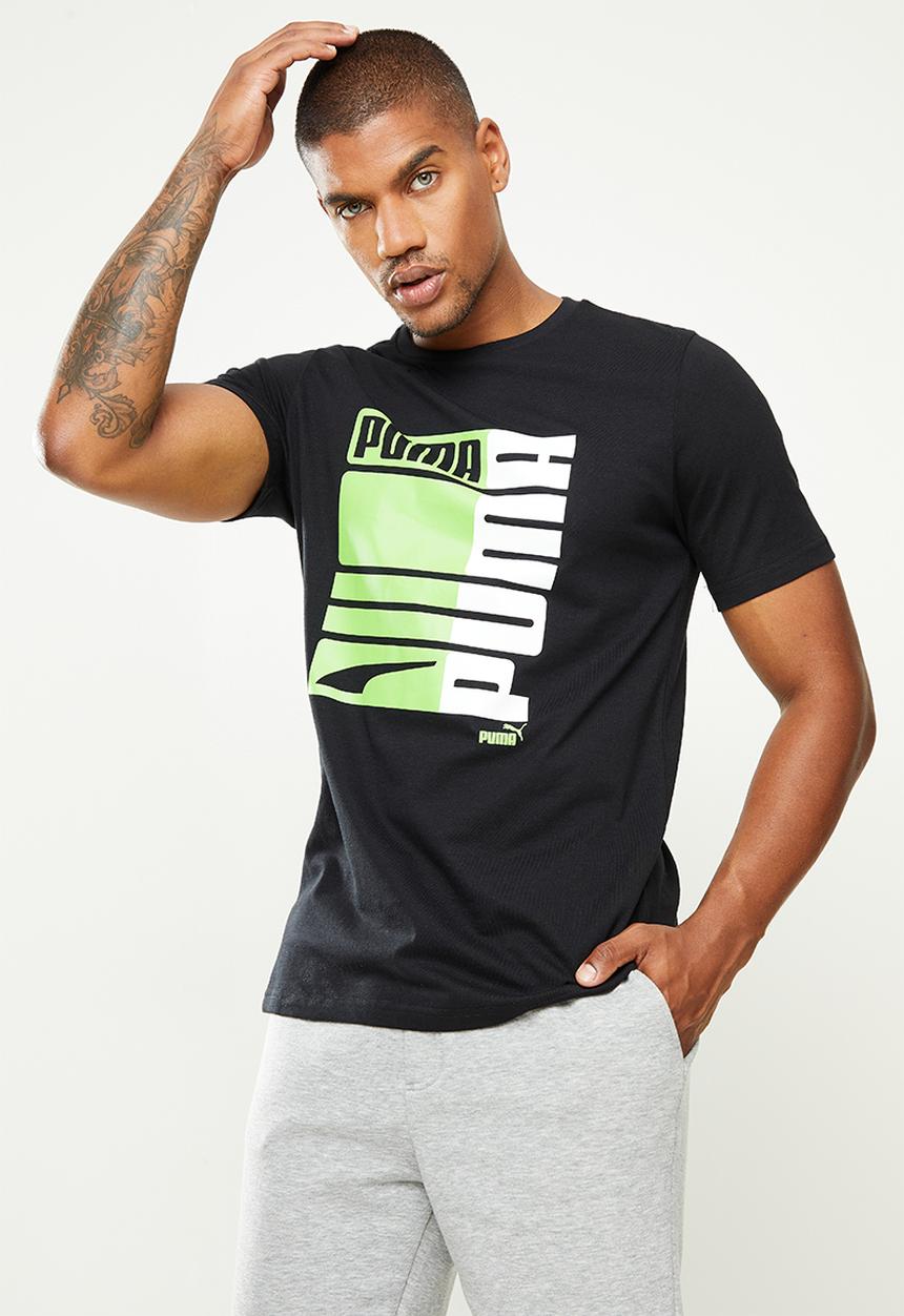 PUMA - Puma formstrip graphic tee - green & black