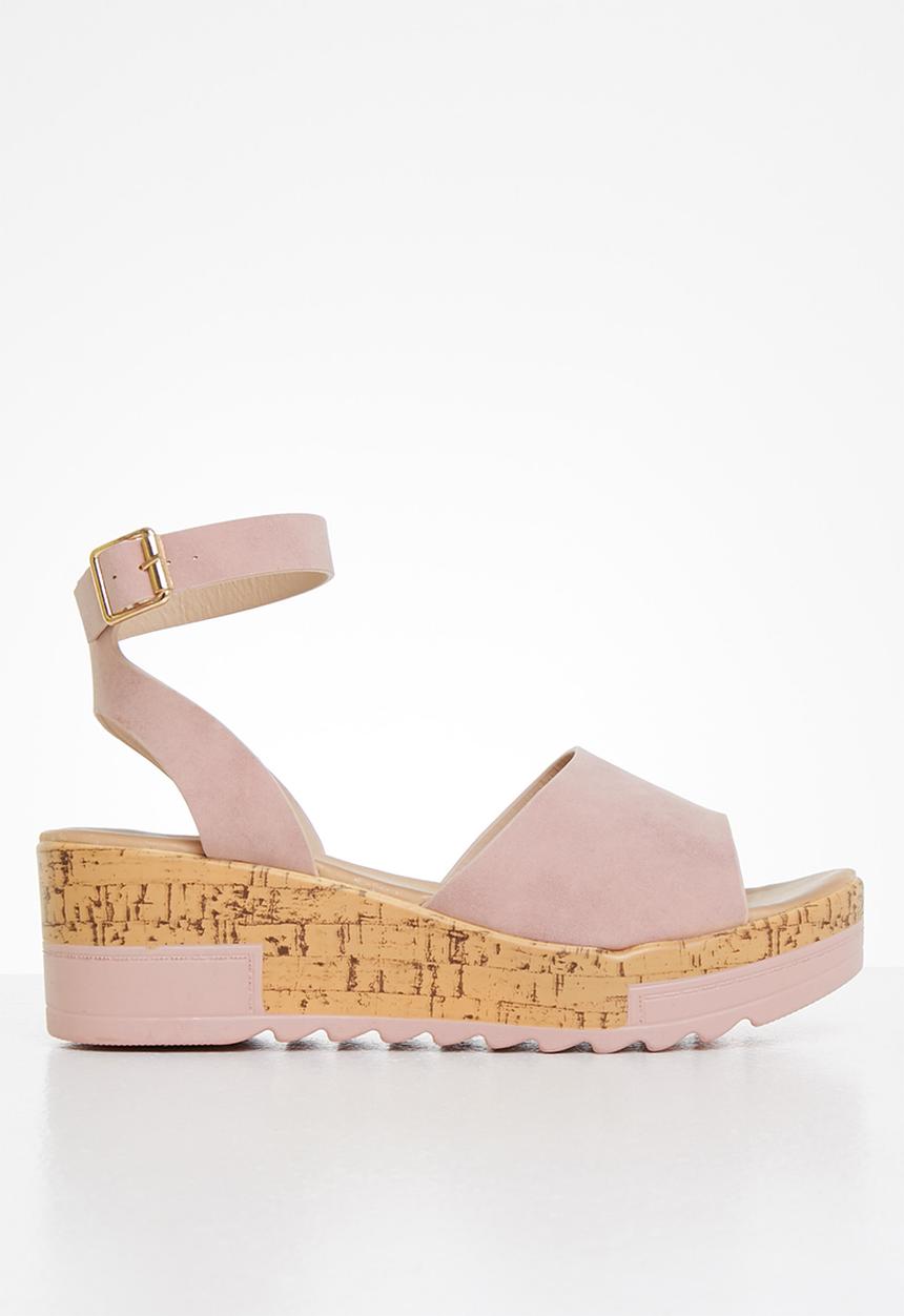 Seduction - Ankle strap cork wedge heel - plush mink