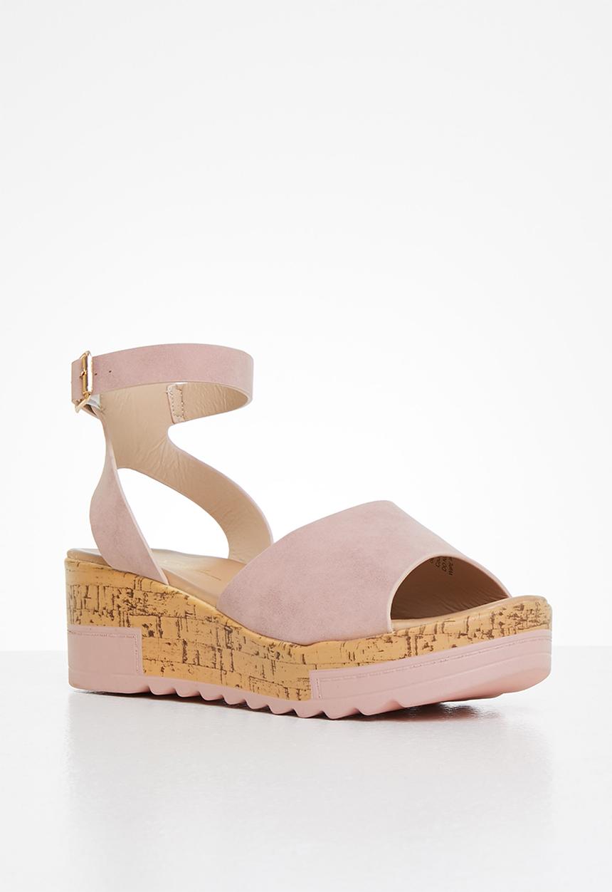 Seduction - Ankle strap cork wedge heel - plush mink