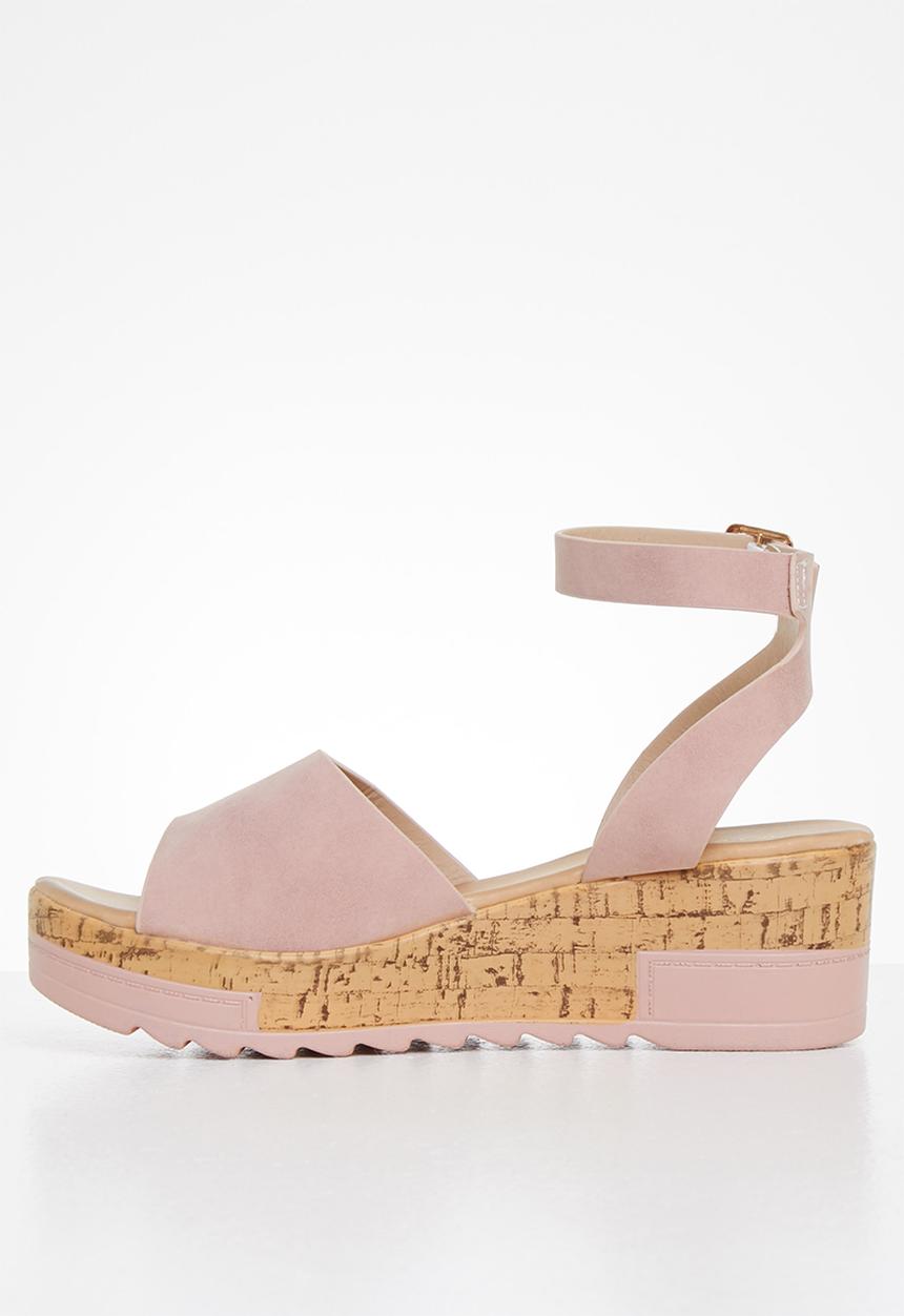 Seduction - Ankle strap cork wedge heel - plush mink