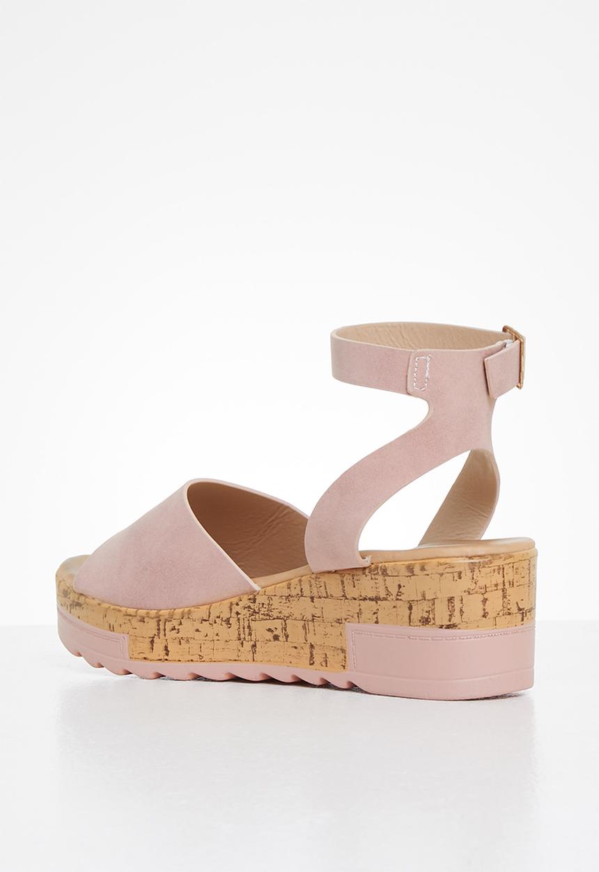Seduction - Ankle strap cork wedge heel - plush mink