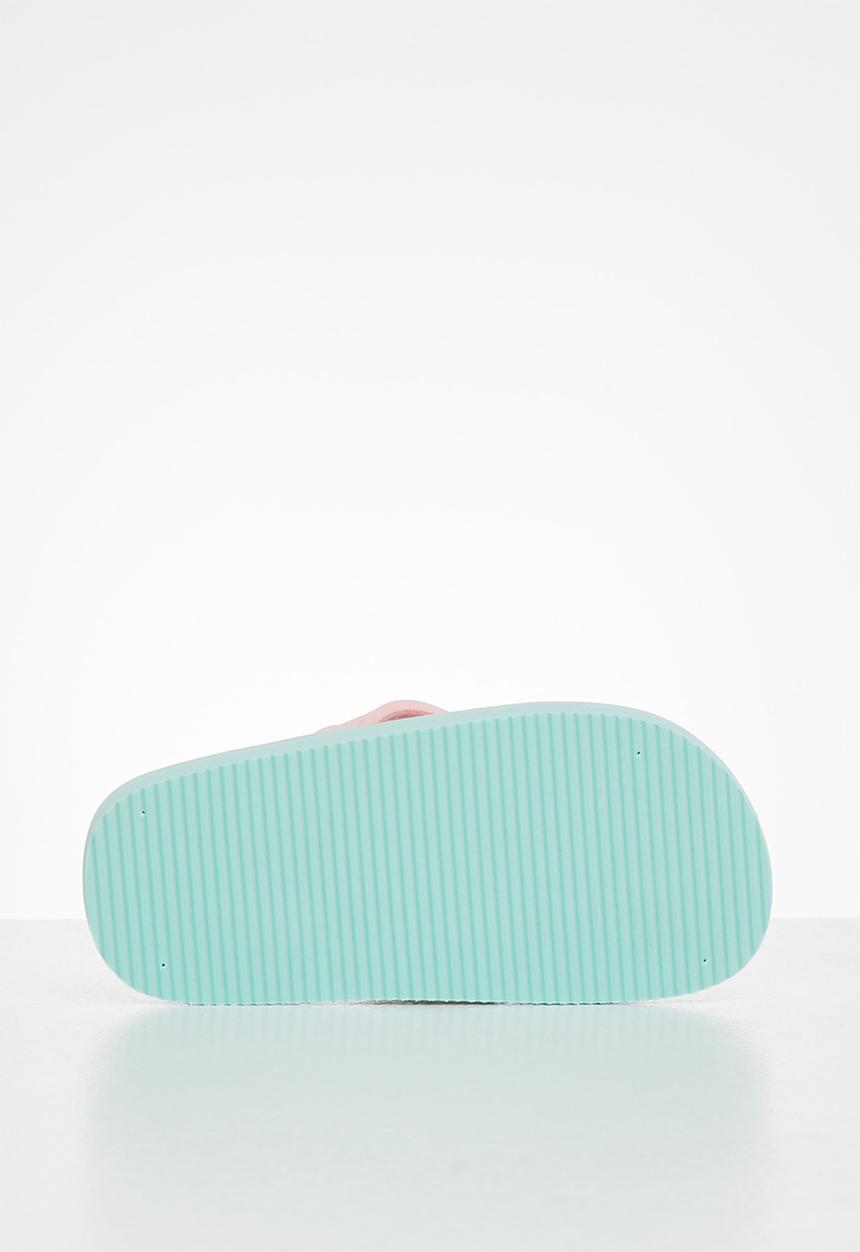 Pop Candy - Girls flamingo flip flops - pink & sage 