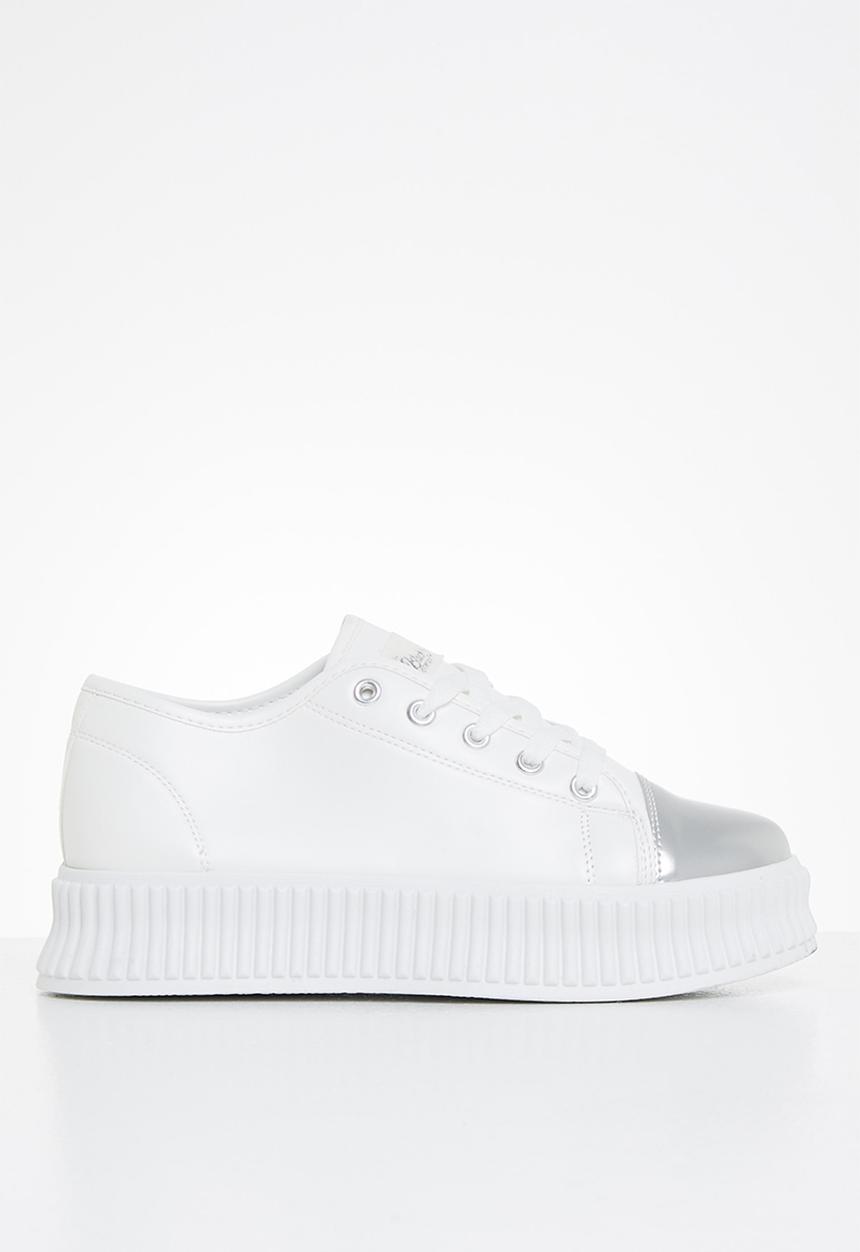 Miss Black - Kiss2 flatform sneaker - silver & white 