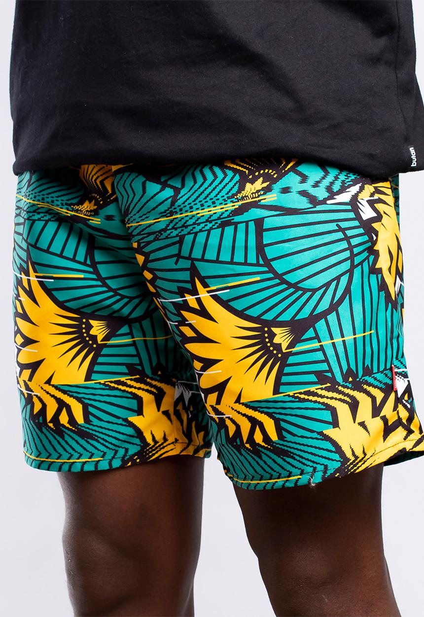 Butan - Protea wax football shorts - green & yellow