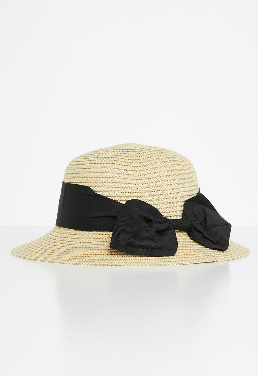 Pop Candy - Straw hat with bow - brown & black