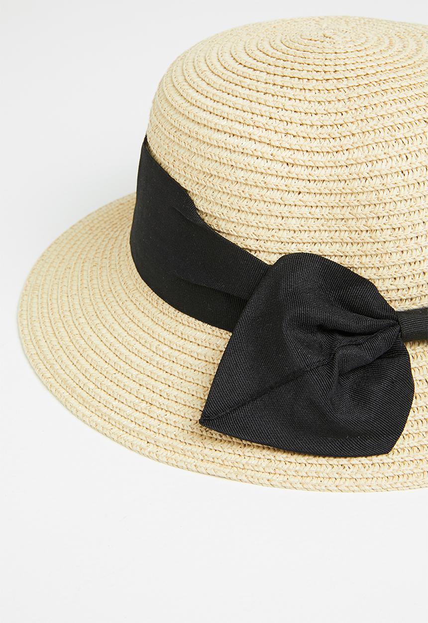 Pop Candy - Straw hat with bow - brown & black