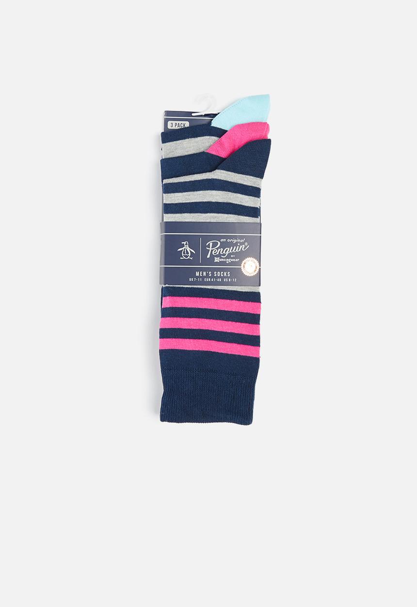Original Penguin - 3-Pack penguin mens socks wide stripes - multi 