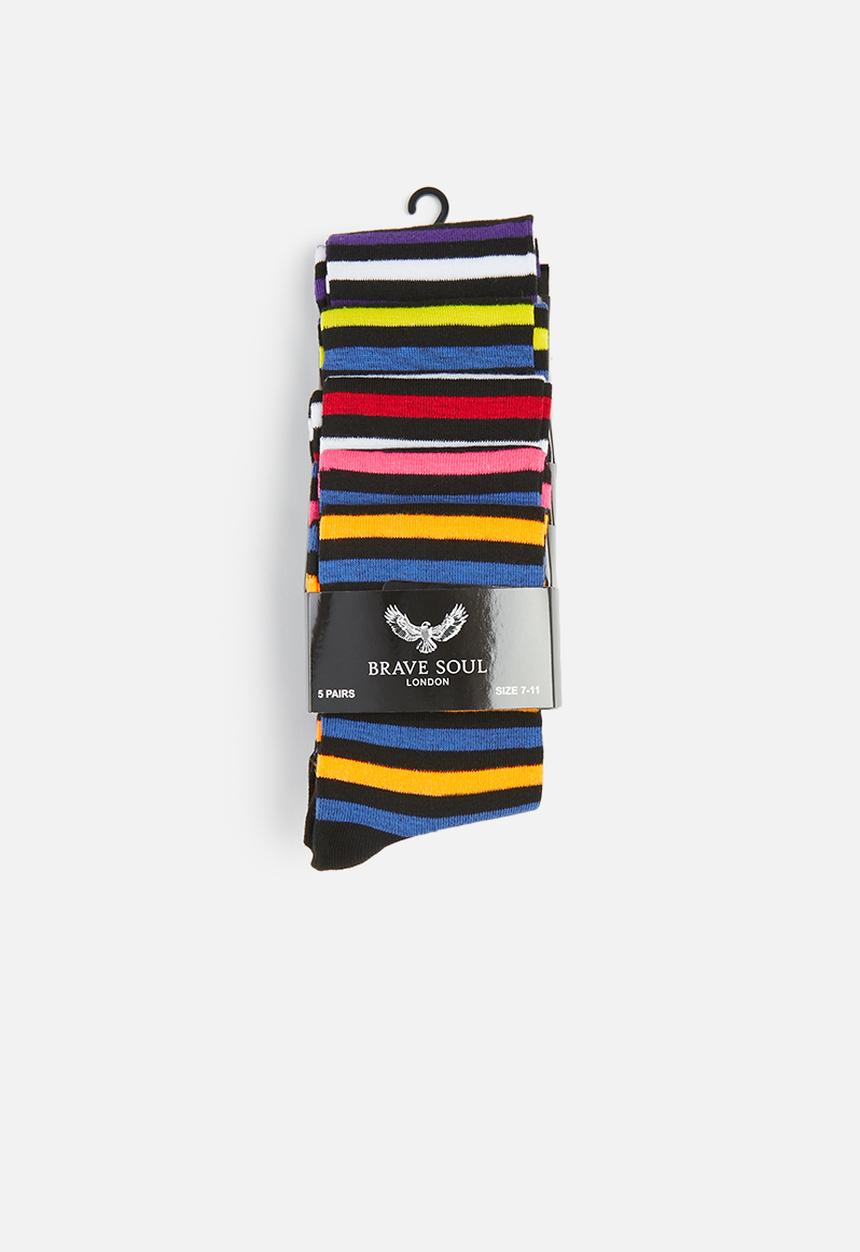 Brave Soul - Rainbow 5 pack socks - multi