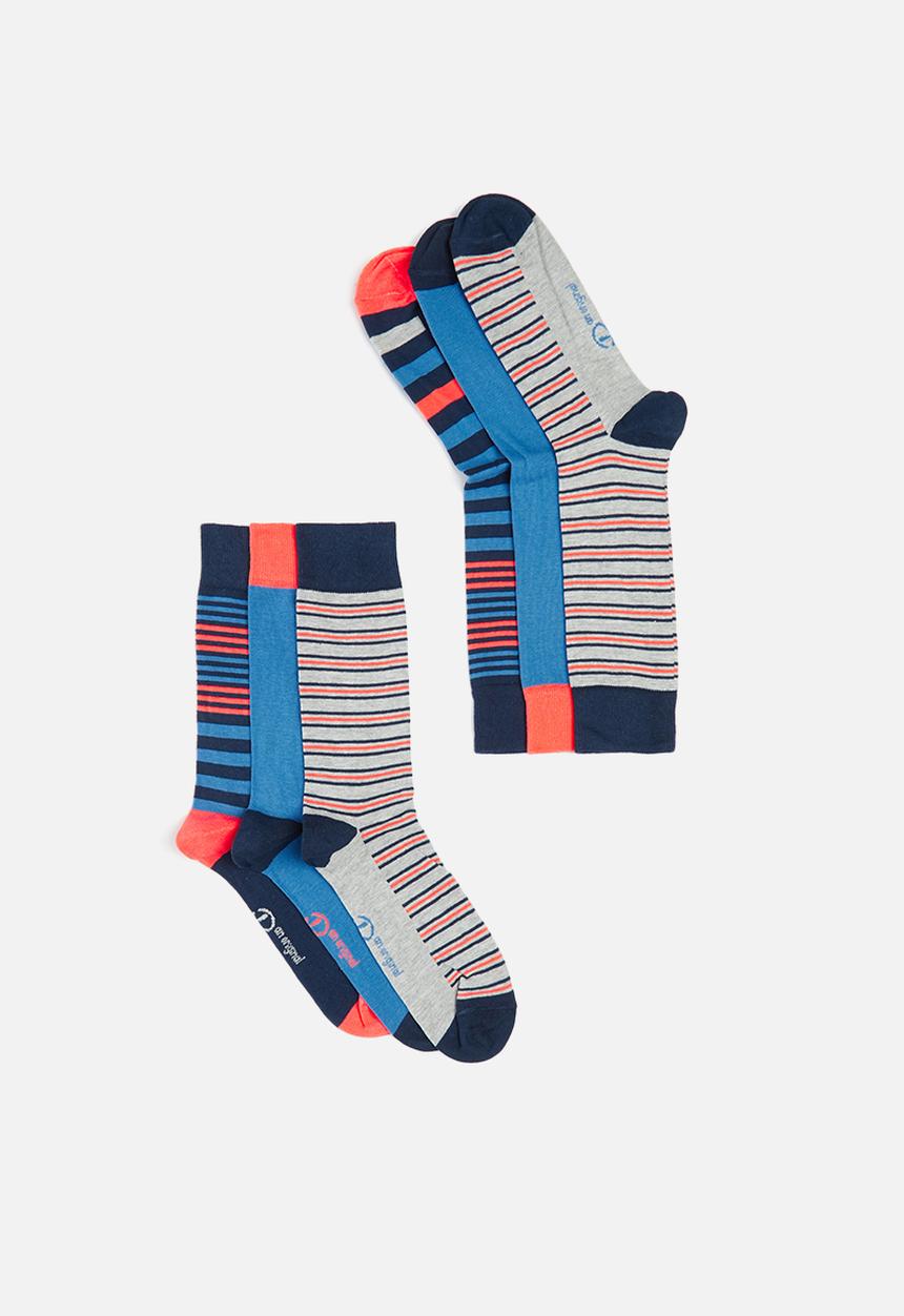 Original Penguin - 3-Pack penguin mens socks stripes - multi