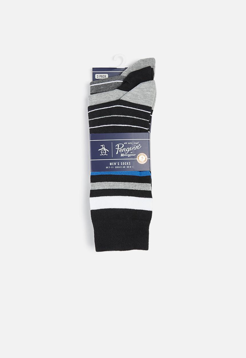 Original Penguin - 3-Pack penguin mens socks stripes - multi