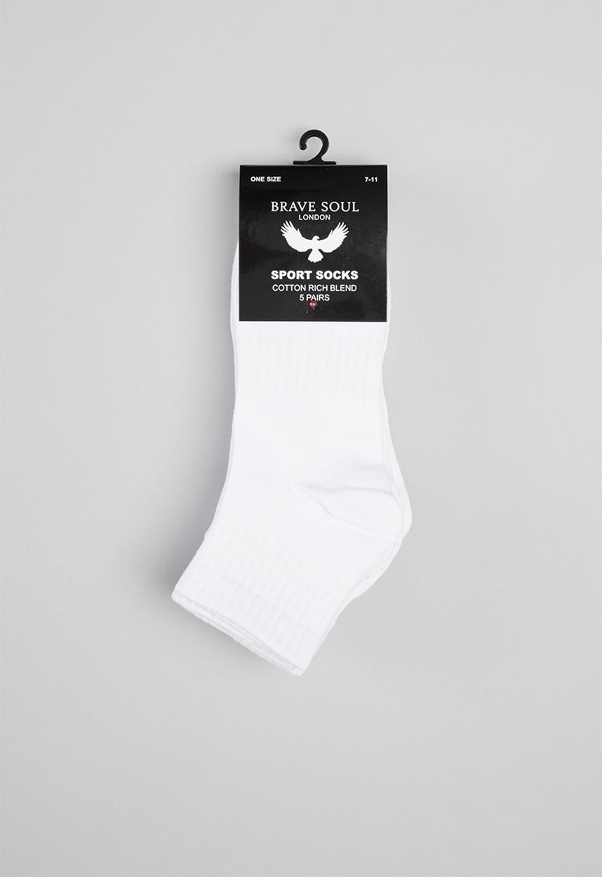 Brave Soul - 5 pack sports socks - white