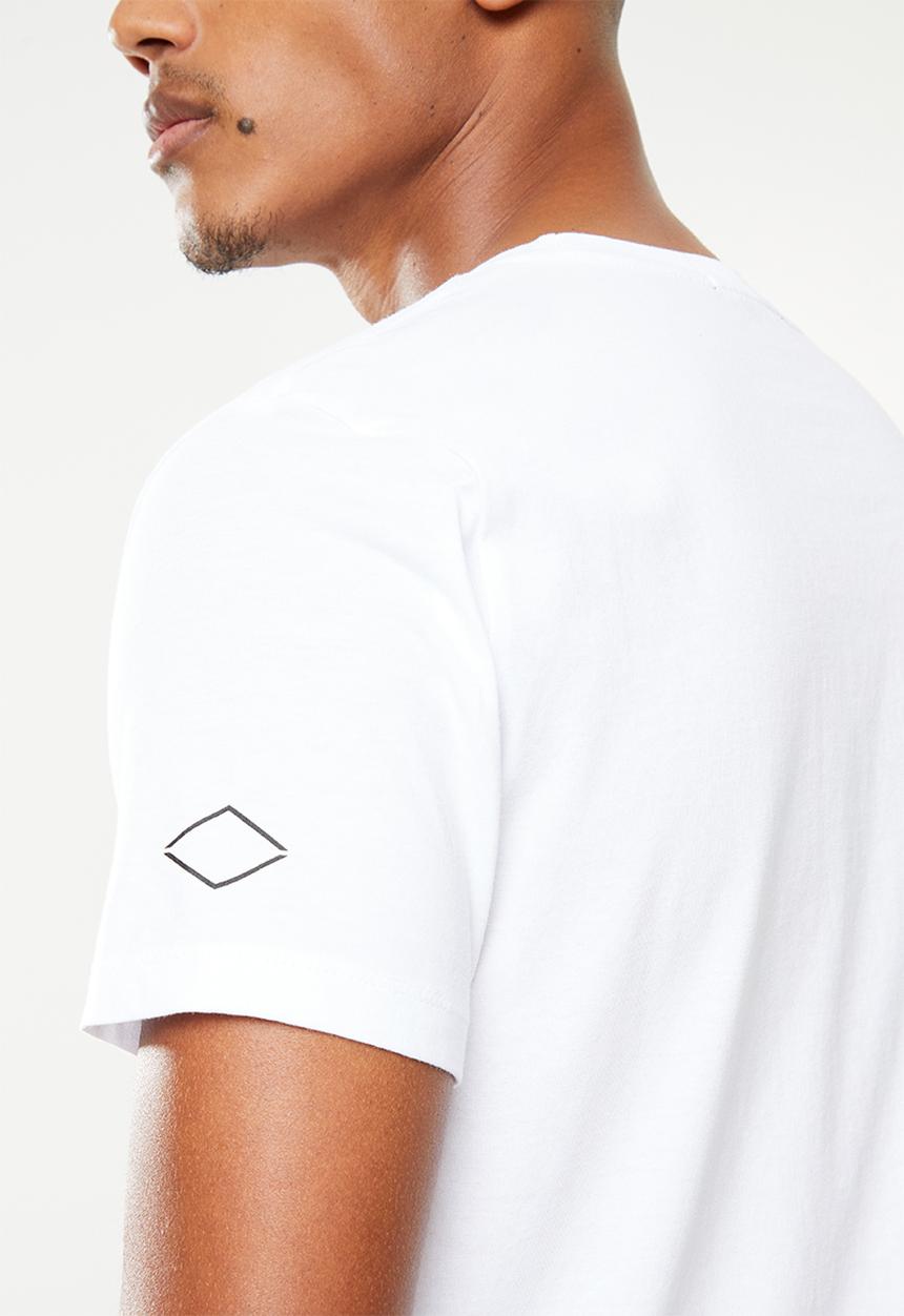 Replay - Printed line chest tee - white