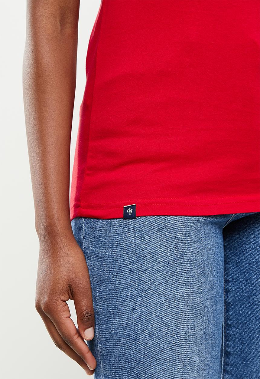 Aca Joe - Ladies aca joe embroidered & printed sj T-shirt - red