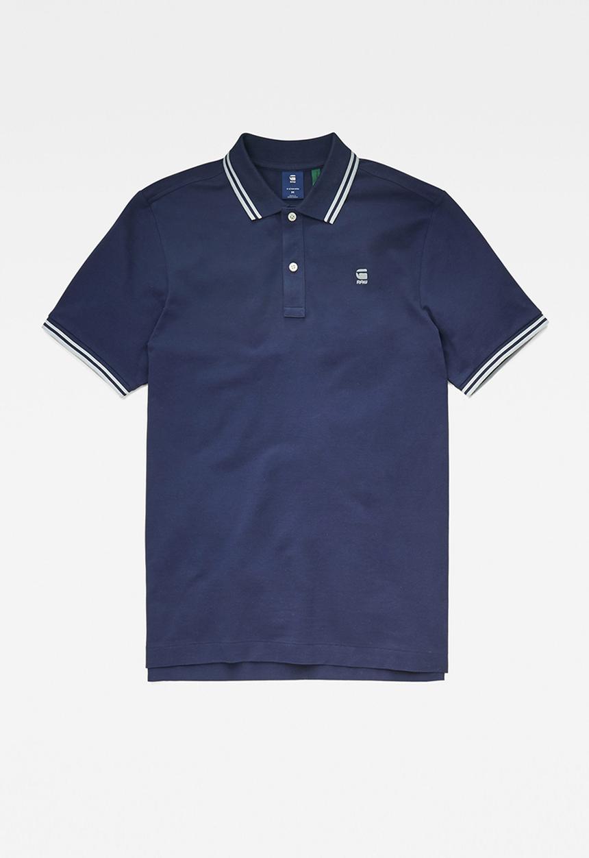 G-STAR - Dunda slim stripe polo s\s - servant blue