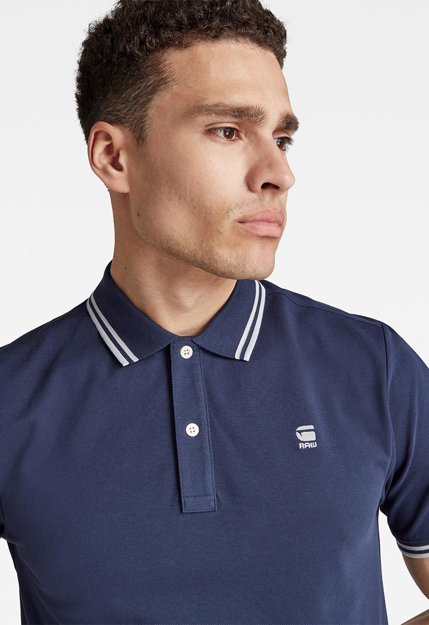 G-STAR - Dunda slim stripe polo s\s - servant blue