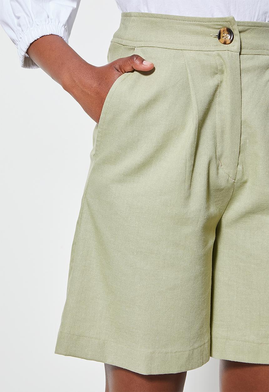 Superbalist - Linen volume shorts - sage