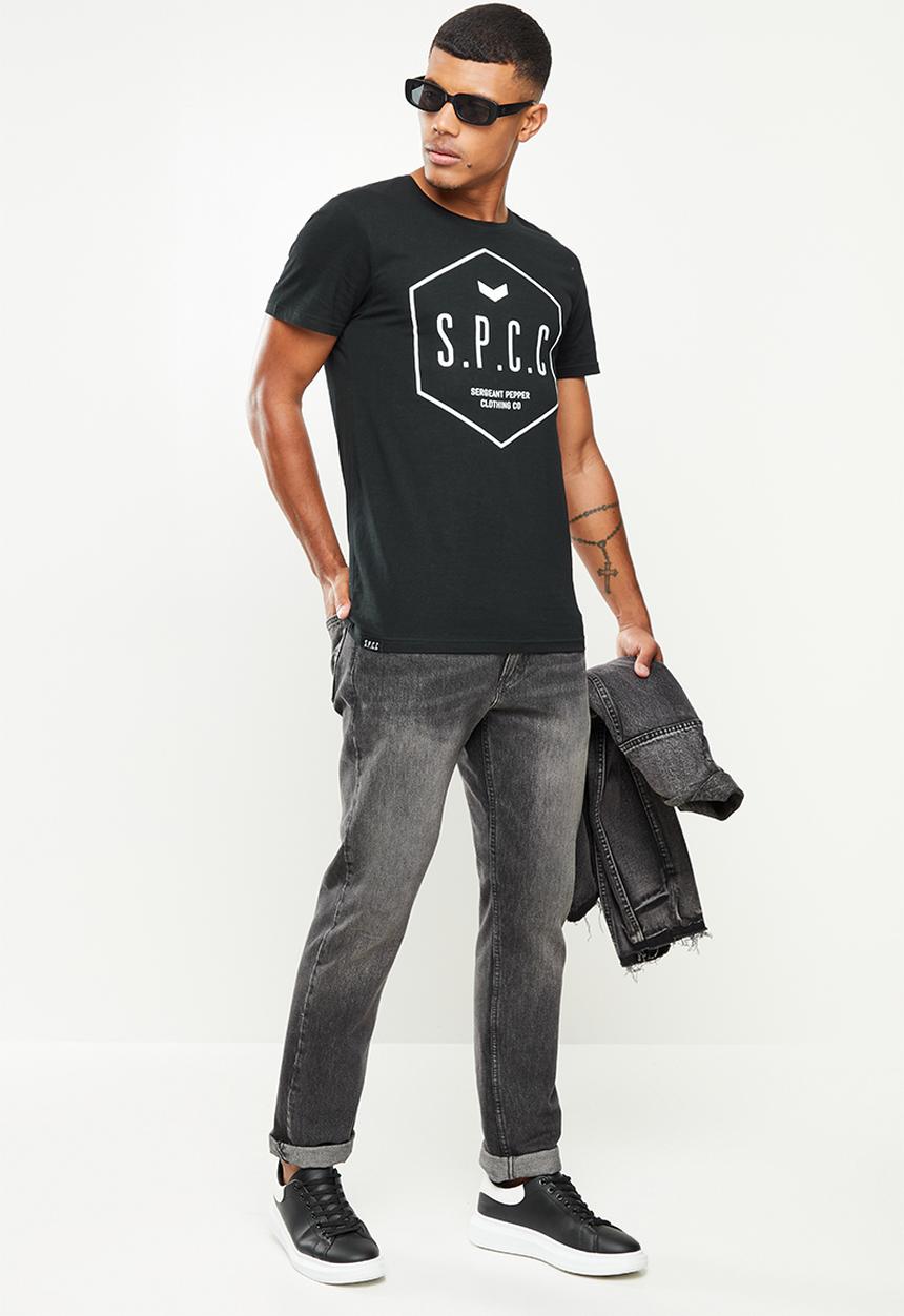 S.P.C.C - Renner regular fit straight hem, crew neck tee - black