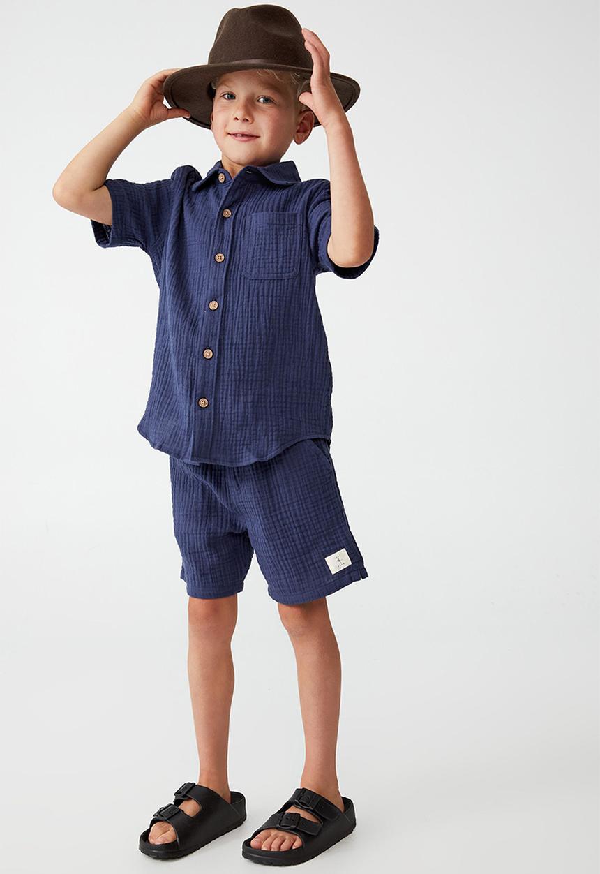 Cotton On - Resort short sleeve shirt - indigo