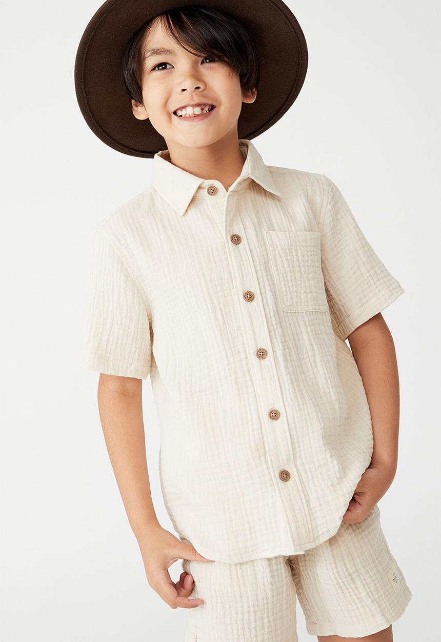 Cotton On - Resort short sleeve shirt - stone